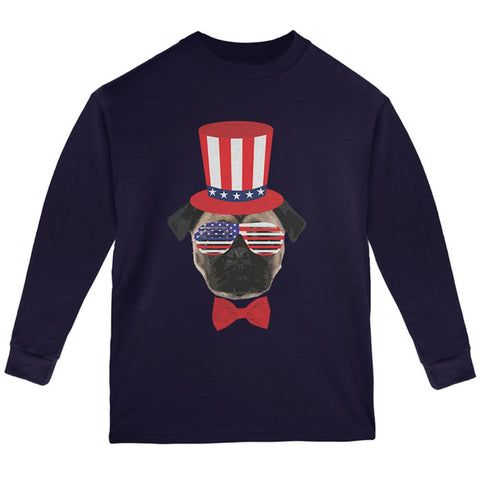 4th of July Funny Pug Youth Long Sleeve T Shirt
