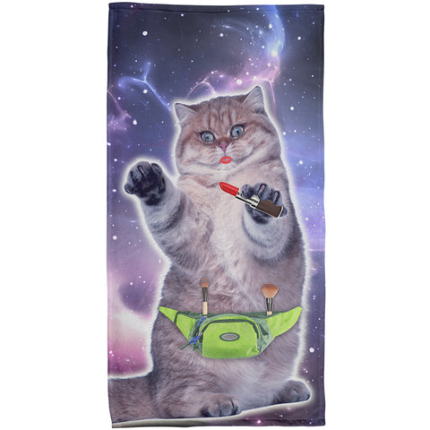 Makeup Cat Funny All Over Beach Towel  front view