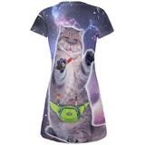 Makeup Cat Funny All Over Juniors Beach Cover-Up Dress