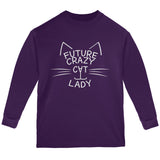 Future Crazy Cat Lady Pink Youth Long Sleeve T Shirt front view