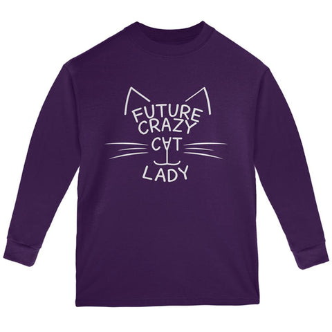 Future Crazy Cat Lady Pink Youth Long Sleeve T Shirt