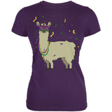 Mardi Gras Llama Beads Mask Juniors Soft T Shirt