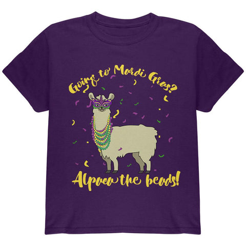 Mardi Gras Alpaca Funny Pun Youth T Shirt