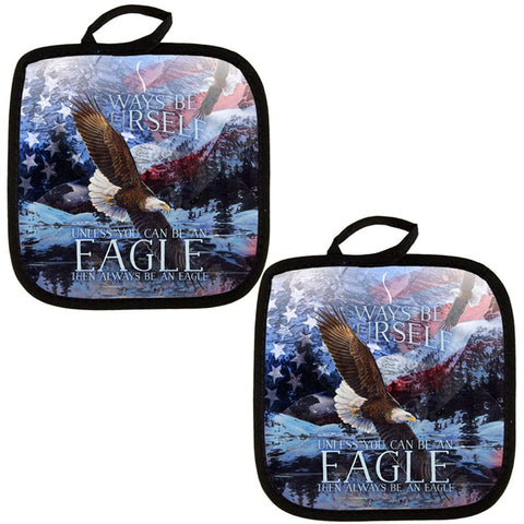 Always Be Yourself Unless American Bald Eagle All Over Pot Holder (Set of 2)