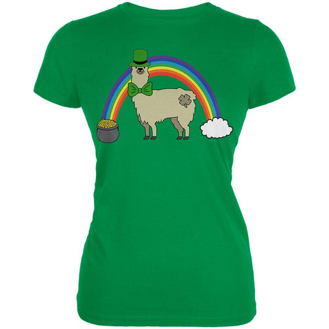 St. Patrick's Day Llama Cute Pot Of Gold Juniors Soft T Shirt