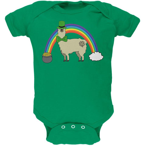 St. Patrick's Day Llama Cute Pot Of Gold Soft Baby One Piece