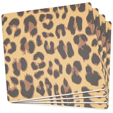 Cheetah Pattern Set of 4 Square Sandstone Coasters
