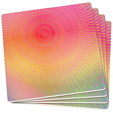 EDM Pastel Unicorn Rainbow Spiral Set of 4 Square Sandstone Coasters