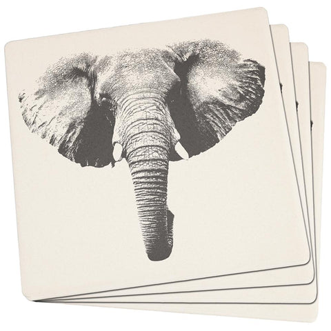 Elephant Head Set of 4 Square Sandstone Coasters