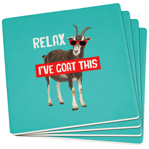 Relax I've Goat Got This Set of 4 Square Sandstone Coasters