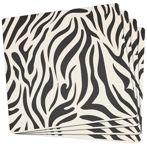 Zebra Pattern Set of 4 Square Sandstone Coasters