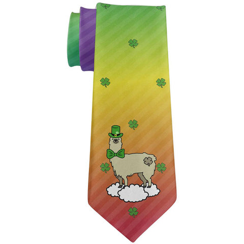 St. Patrick's Day Funny Llama Rainbow All Over Neck Tie