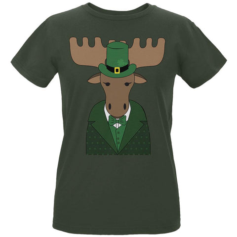 St. Patrick's Day Irish Leprechaun Moose Womens Organic T Shirt