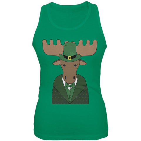 St. Patrick's Day Irish Leprechaun Moose Juniors Soft Tank Top