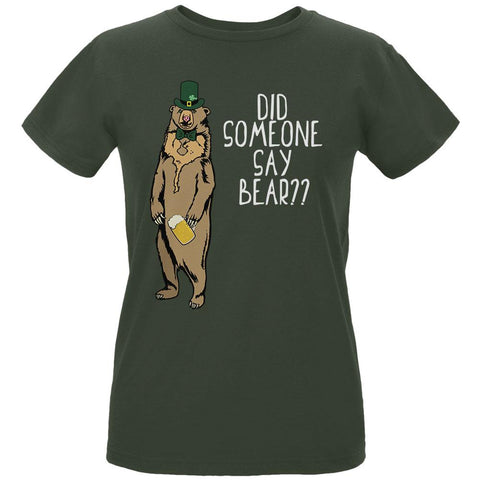 St. Patrick's Day Bear Beer Funny Pun Womens Organic T Shirt
