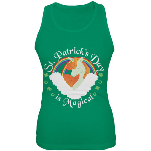 St. Patrick's Day Magical Unicorn Horseshoe Ginger Juniors Soft Tank Top