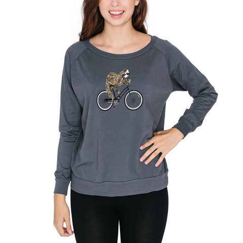 Bicycle Sloth Juniors Long Sleeve Slouch Top