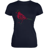 Spring Flower Cardinal Bird Roses Juniors Soft T Shirt