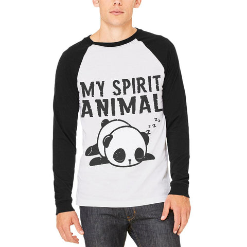 My Spirit Animal Tired Panda Cute Mens Long Sleeve Raglan T Shirt
