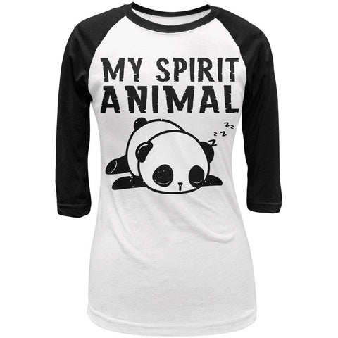 My Spirit Animal Tired Panda Cute Juniors 3/4 Sleeve Raglan T Shirt