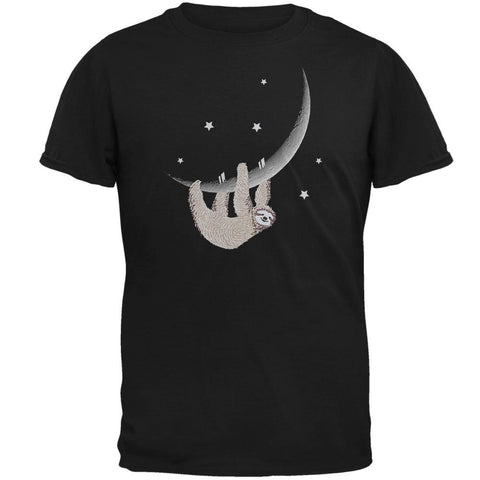 Sloth Hanging from the Moon Crescent Mens Soft T Shirt