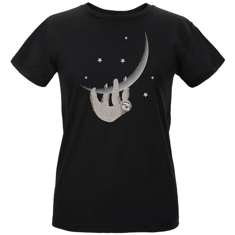 Sloth Hanging from the Moon Crescent Womens Organic T Shirt