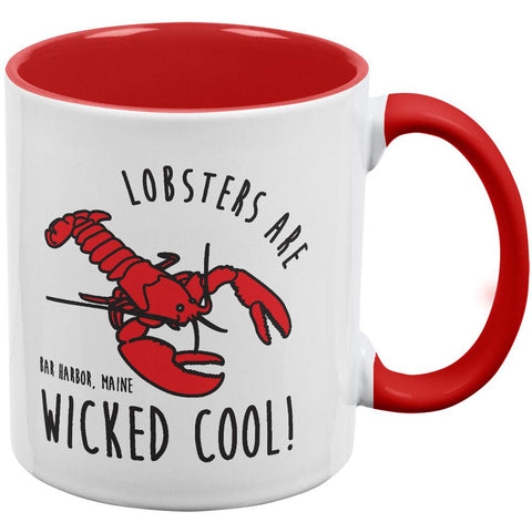 Lobsters are Wicked Cool - Bar Harbor Maine Red Handle Coffee Mug