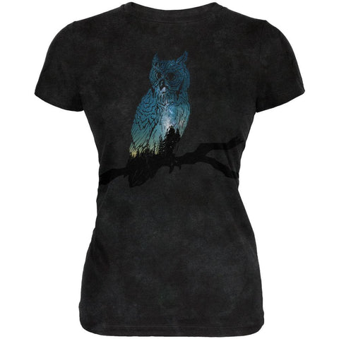 Owl Starry Night Sky Juniors Soft T Shirt