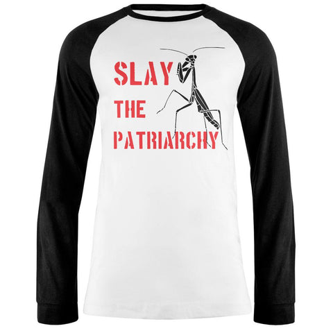 Praying Mantis Slay the Patriarchy Mens Long Sleeve Raglan T Shirt
