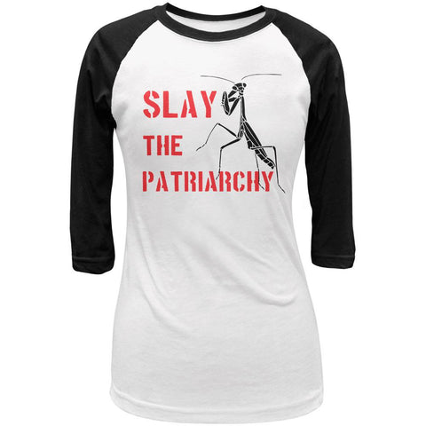 Praying Mantis Slay the Patriarchy Juniors 3/4 Sleeve Raglan T Shirt