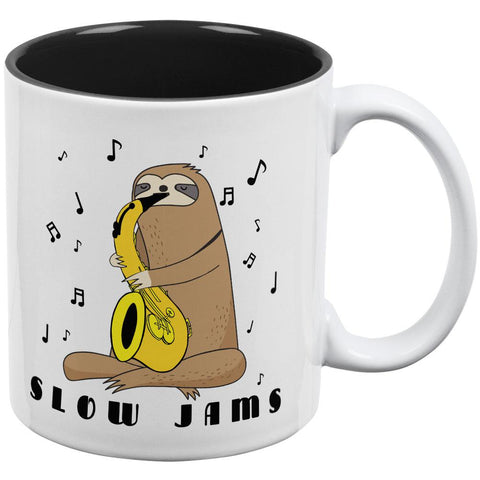 Sloth Slow Jams Funny Pun Saxophone All Over Coffee Mug