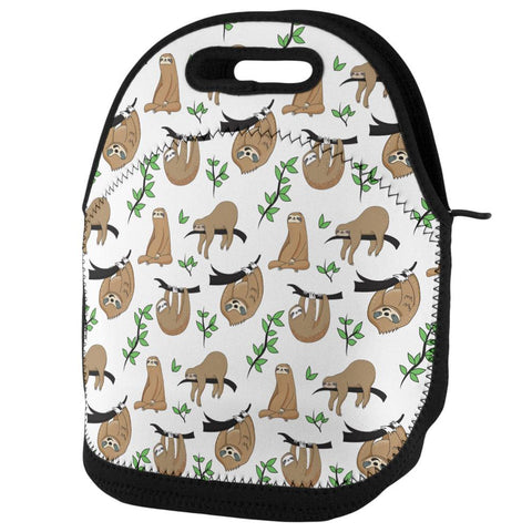 Sloth Pattern Nature Leaves Cute Lunch Tote Bag