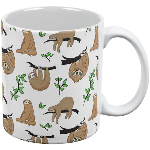 Sloth Pattern Nature Leaves Cute All Over Coffee Mug