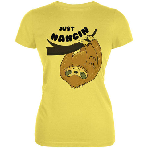 Sloth Just Hangin' Pun Juniors Soft T Shirt