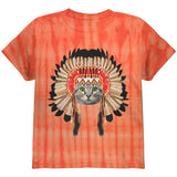 Thanksgiving Funny Cat Native American Youth T Shirt front view