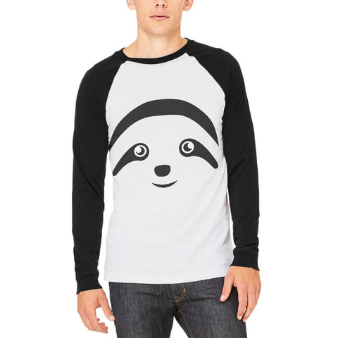 Cute Sloth Face Mens Long Sleeve Raglan T Shirt