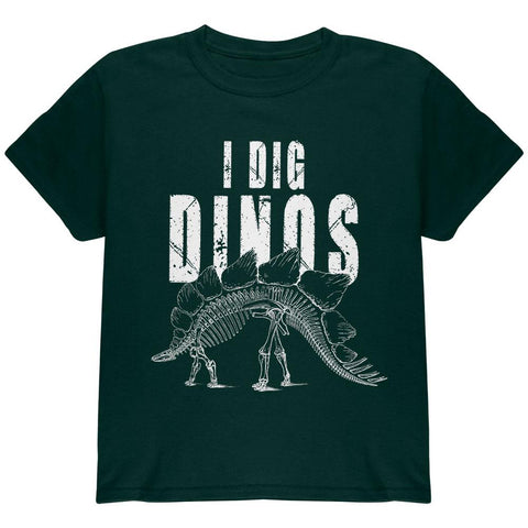 I Dig Dinos Dinosaur Fossil Bones Stegosaurus Youth T Shirt