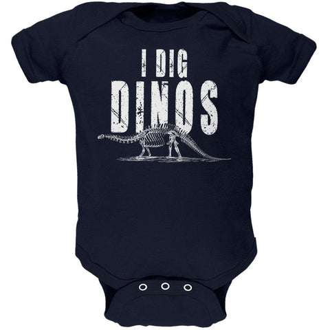 I Dig Dinos Dinosaur Fossil Bones Brontosaurus Soft Baby One Piece