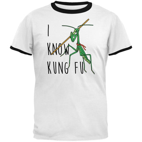Praying Mantis I Know Kung Fu Mens Ringer T Shirt