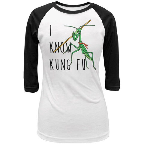 Praying Mantis I Know Kung Fu Juniors 3/4 Sleeve Raglan T Shirt