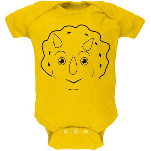 Cute Dino Dinosaur Face Triceratops Soft Baby One Piece