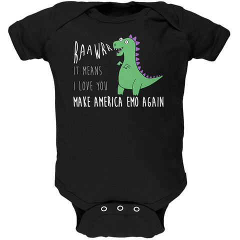 Make America Emo Again Rawr I Love You Dinosaur Soft Baby One Piece