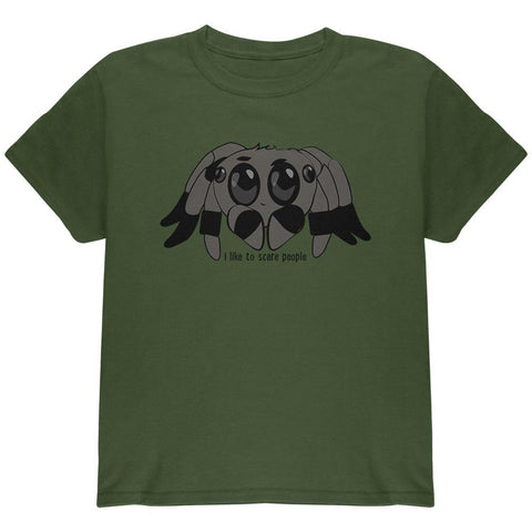 Cute Jumping Spider Cartoon I Like To Scare People Youth T Shirt