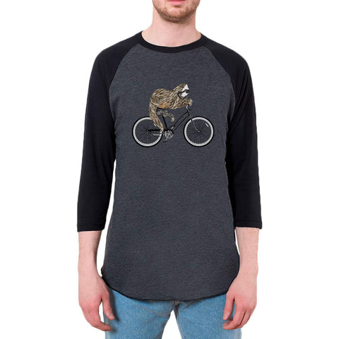 Bicycle Sloth Mens Soft Raglan T Shirt