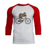 Bicycle Sloth Mens Soft Raglan T Shirt