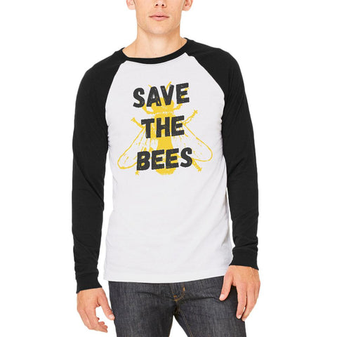 Honey Bee Save the Bees Mens Long Sleeve Raglan T Shirt