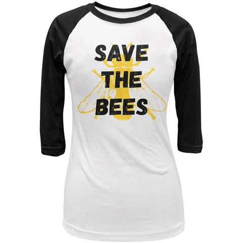 Honey Bee Save the Bees Juniors 3/4 Sleeve Raglan T Shirt