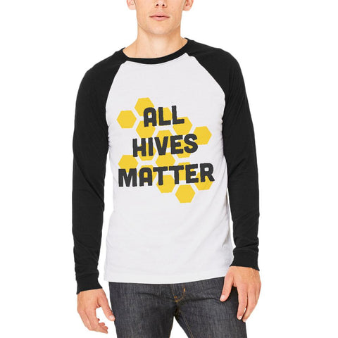 Honey Bee All Hives Matter Honeycomb Mens Long Sleeve Raglan T Shirt