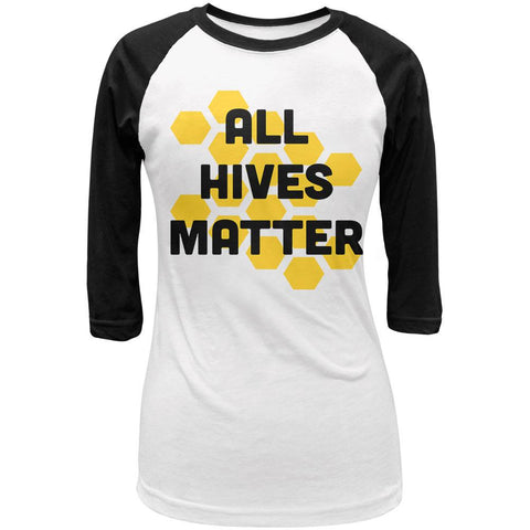 Honey Bee All Hives Matter Honeycomb Juniors 3/4 Sleeve Raglan T Shirt