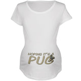 We're Hoping it's a Pug Funny Cute Puppy Maternity Soft T Shirt
